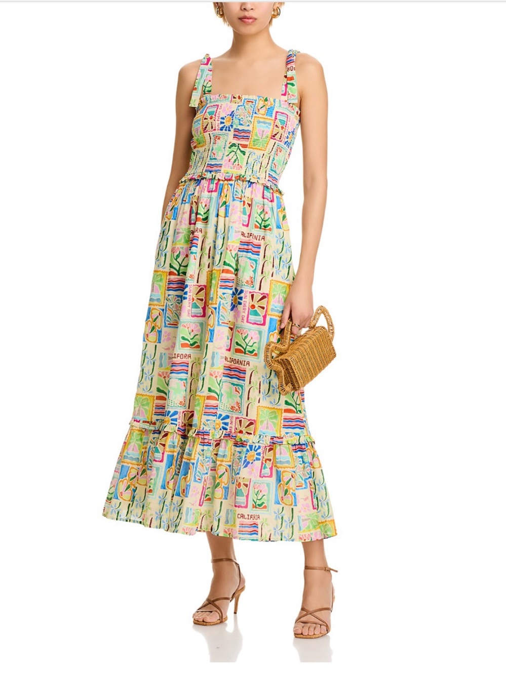 Aqua Multicolor Patchwork Print Maxi Dress
